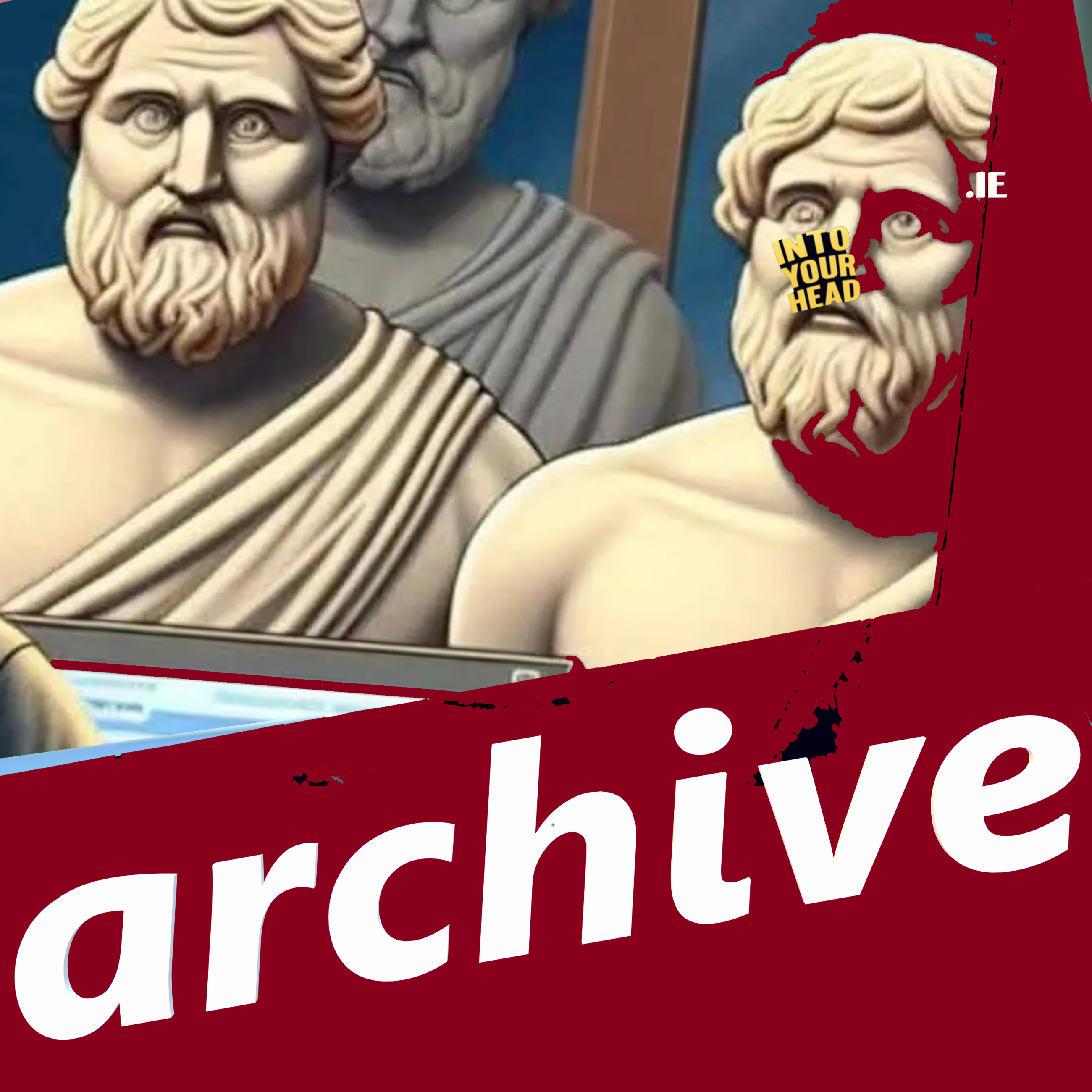 ARCHIVE. Cartoon image of ancient Greek philosophers in statue form looking on disaprovingly.